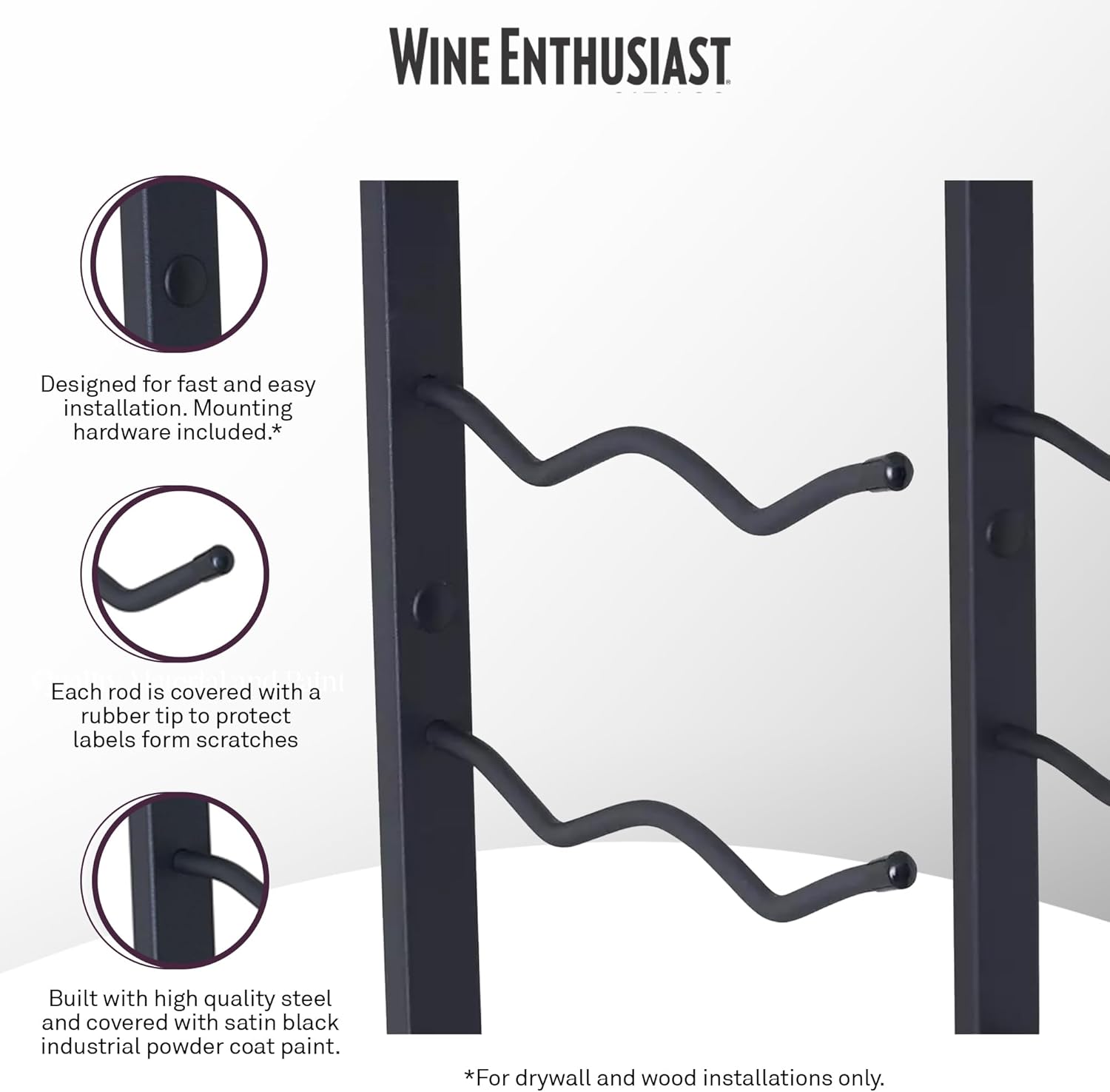 Wine Enthusiast NFINITY 18 Bottle Wall Wine Rack Black
