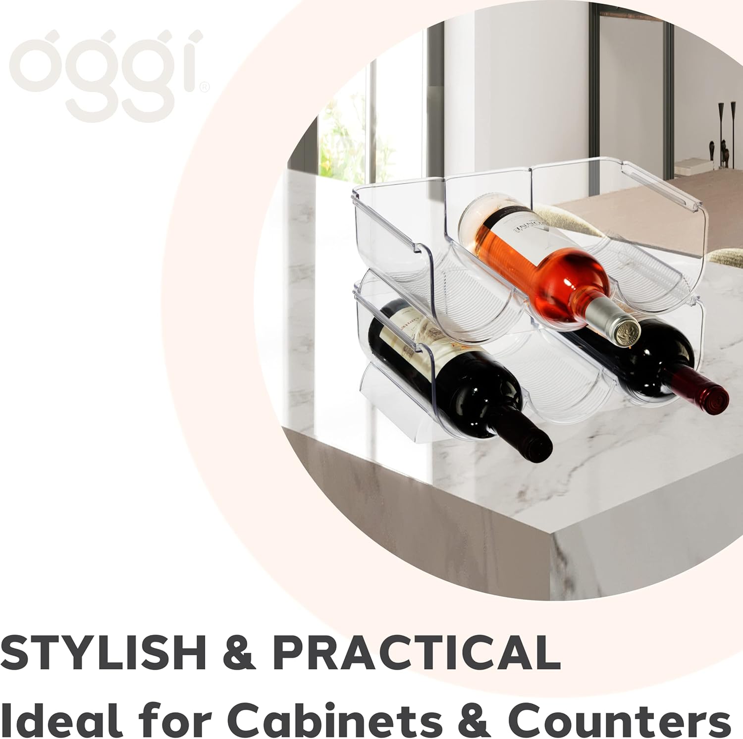 Oggi 6-Bottle Wine Rack Stackable Secure 2 Pack