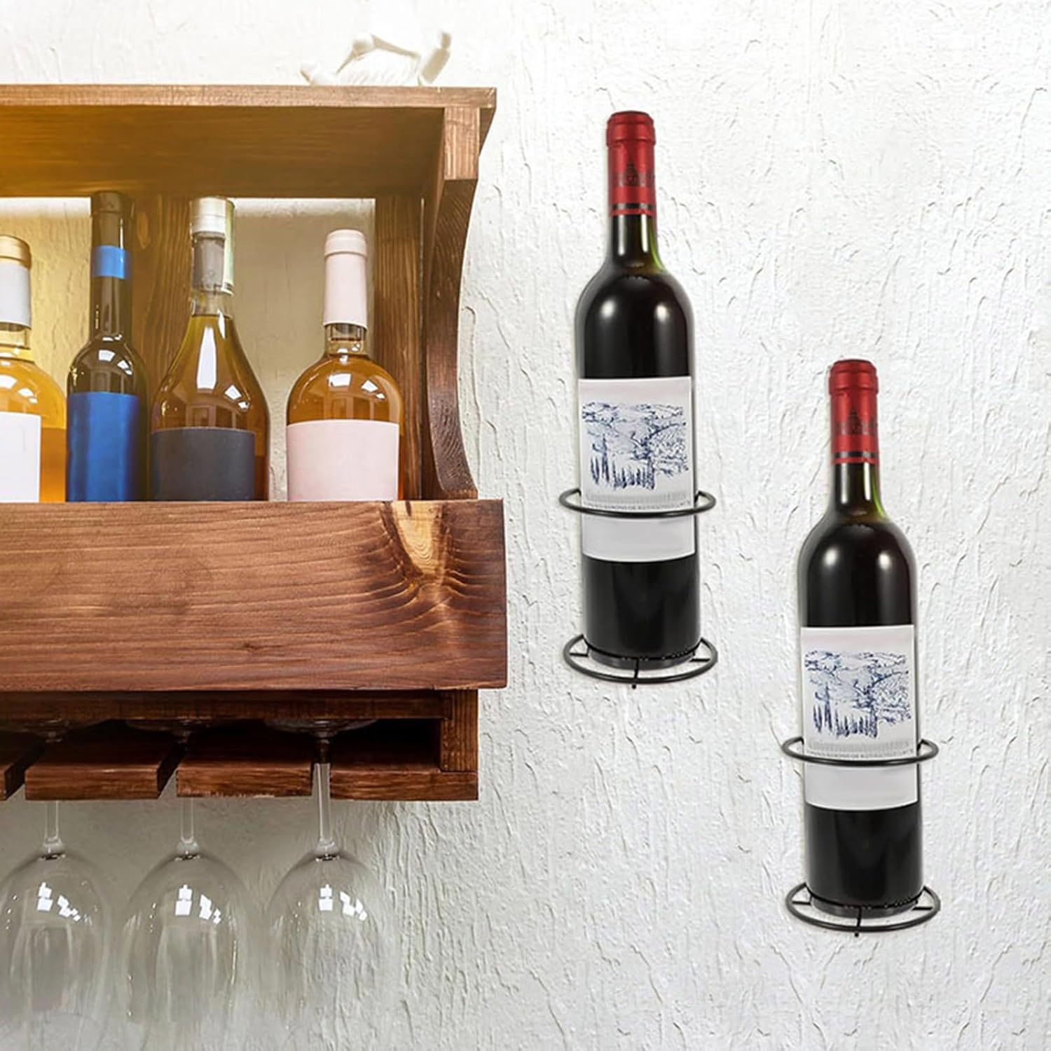 2 Pcs Freestanding Wine Racks with Wall-Mounted Design