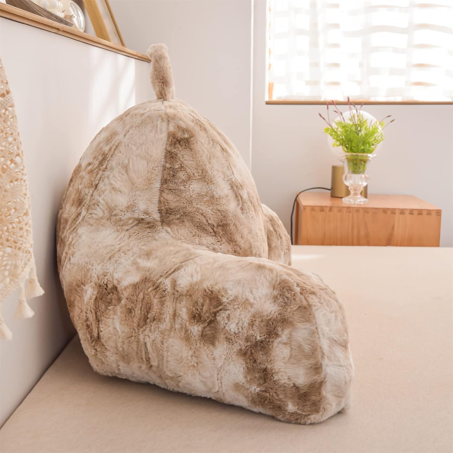 A Nice Night Faux Fur Reading Pillow with Arms