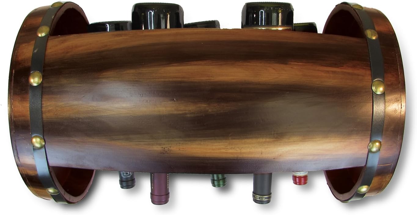 Puzzled Napoleon Wine Rack - Freestanding Wooden Barrel Holder for 10 Bottles