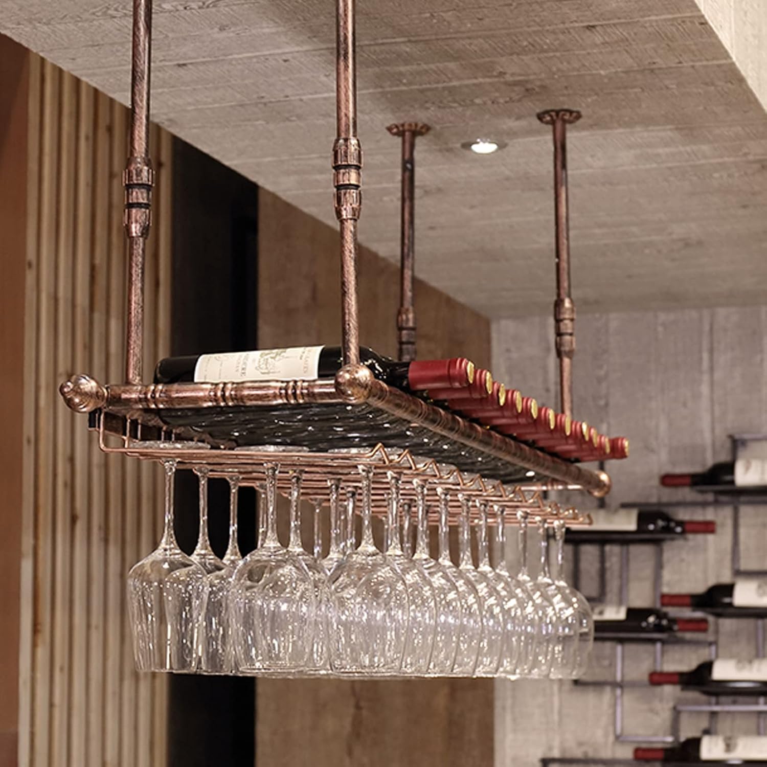ZJDYDY Wall-Mounted Wine Rack 60X30Cm Metal Storage Shelf