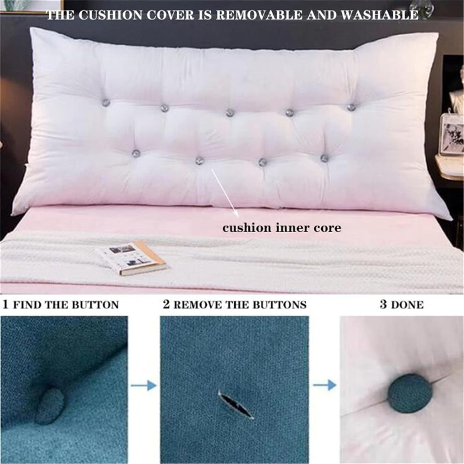 ZZYK Large Headboard Pillow with Removable Cover