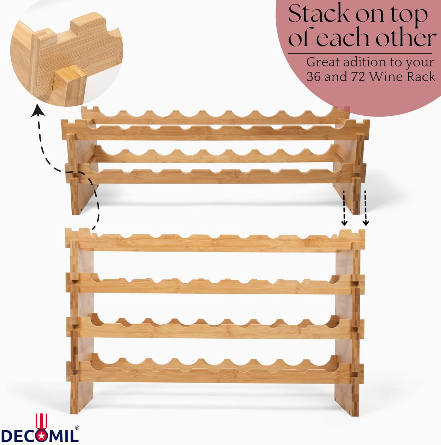 DECOMIL 18 Bottle Wine Rack - Modular Stackable