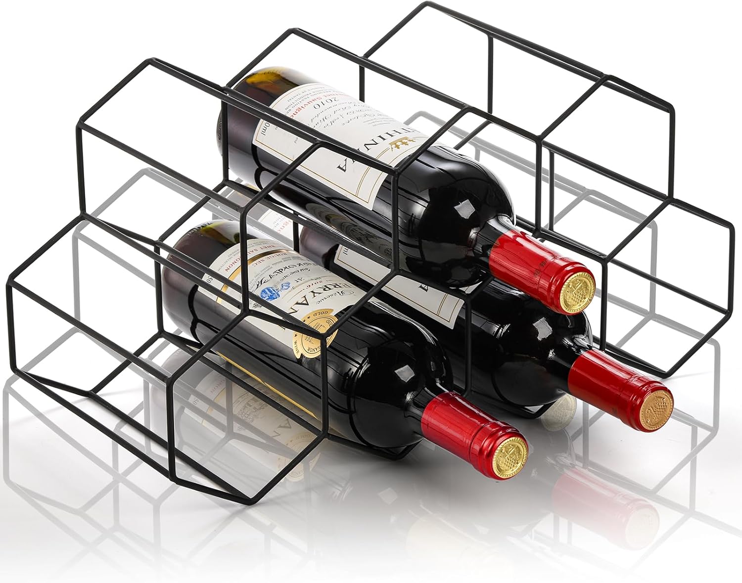 AVLA 9-Bottle Metal Countertop Wine Rack Black