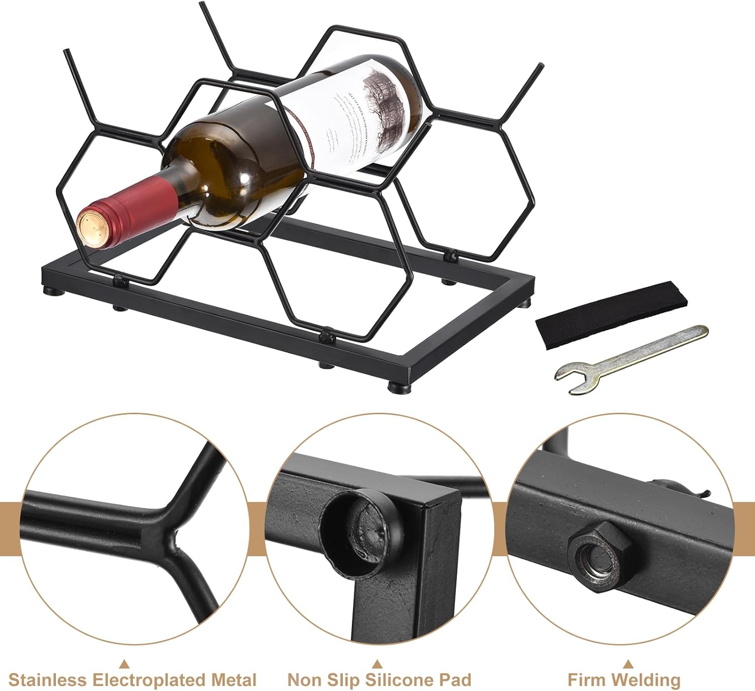 Uxcell Freestanding Wine Rack for 5 Bottles Black