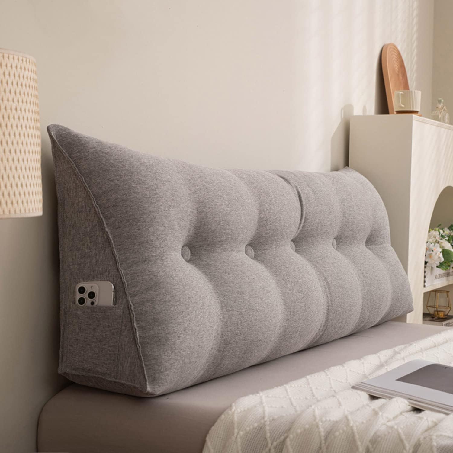 COZMAX Triangular Headboard Pillow Gray1 47 Full Size