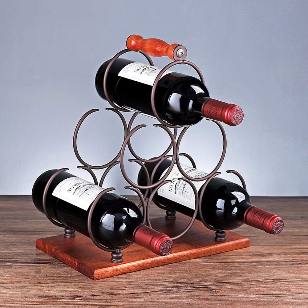 6 Bottles Retro Metal Wine Rack with Iron Frame
