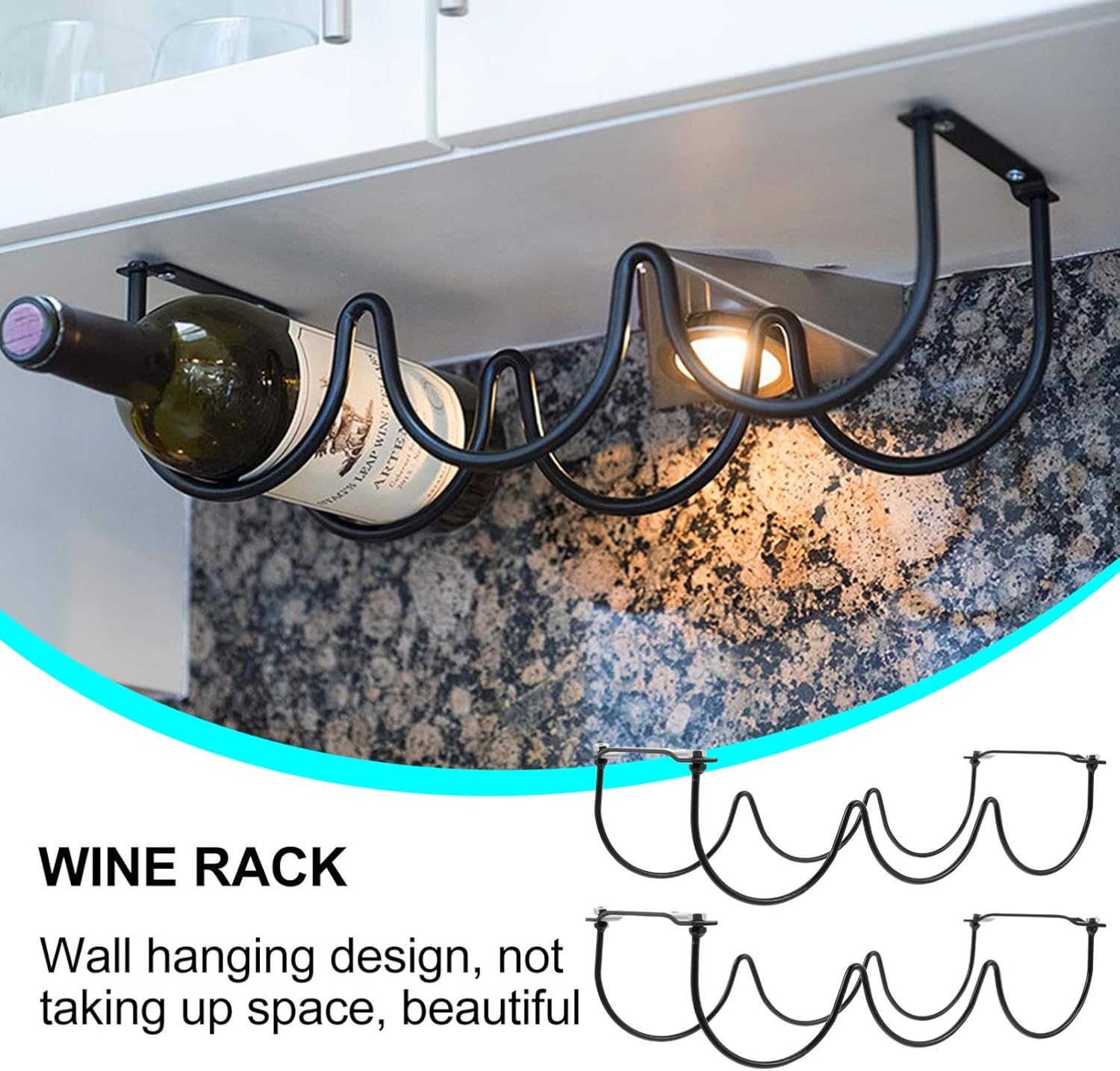BIUDECO 2pcs Wrought Iron Wine Racks Black