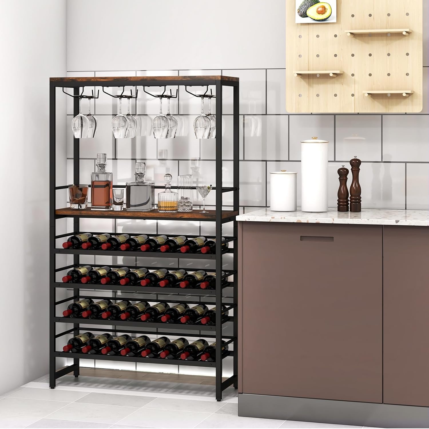 Giantex 4-Tier Freestanding Wine Rack 32 Bottles 16 Glasses