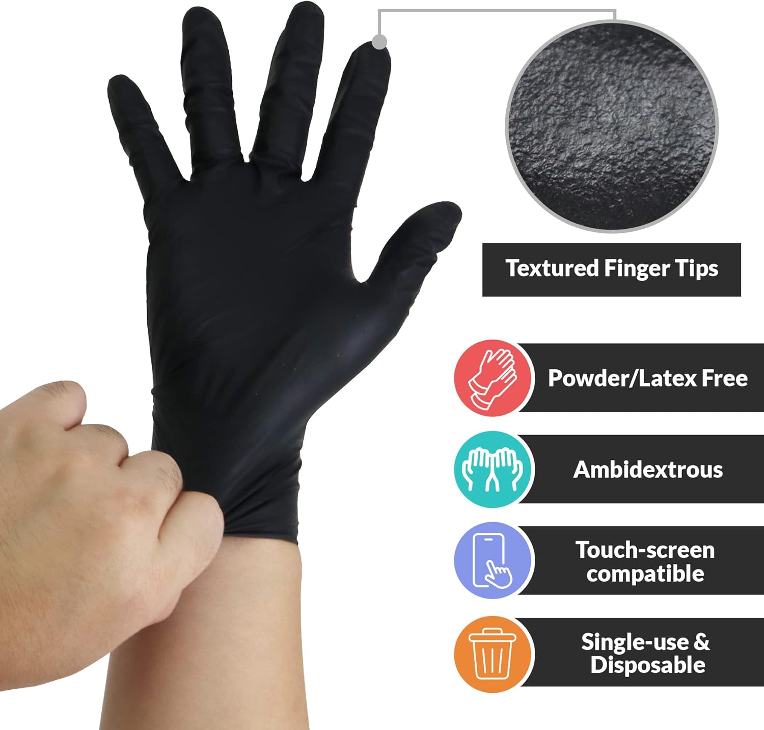 Reli Black Nitrile Gloves Medium 500 Pack