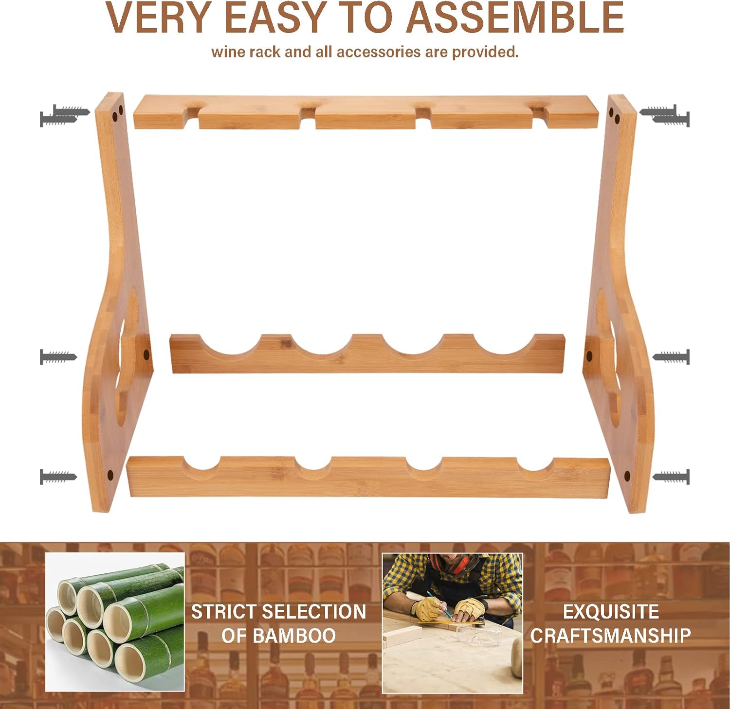 LEIMO KPARTS Freestanding Wine Rack with Glass Holder 1