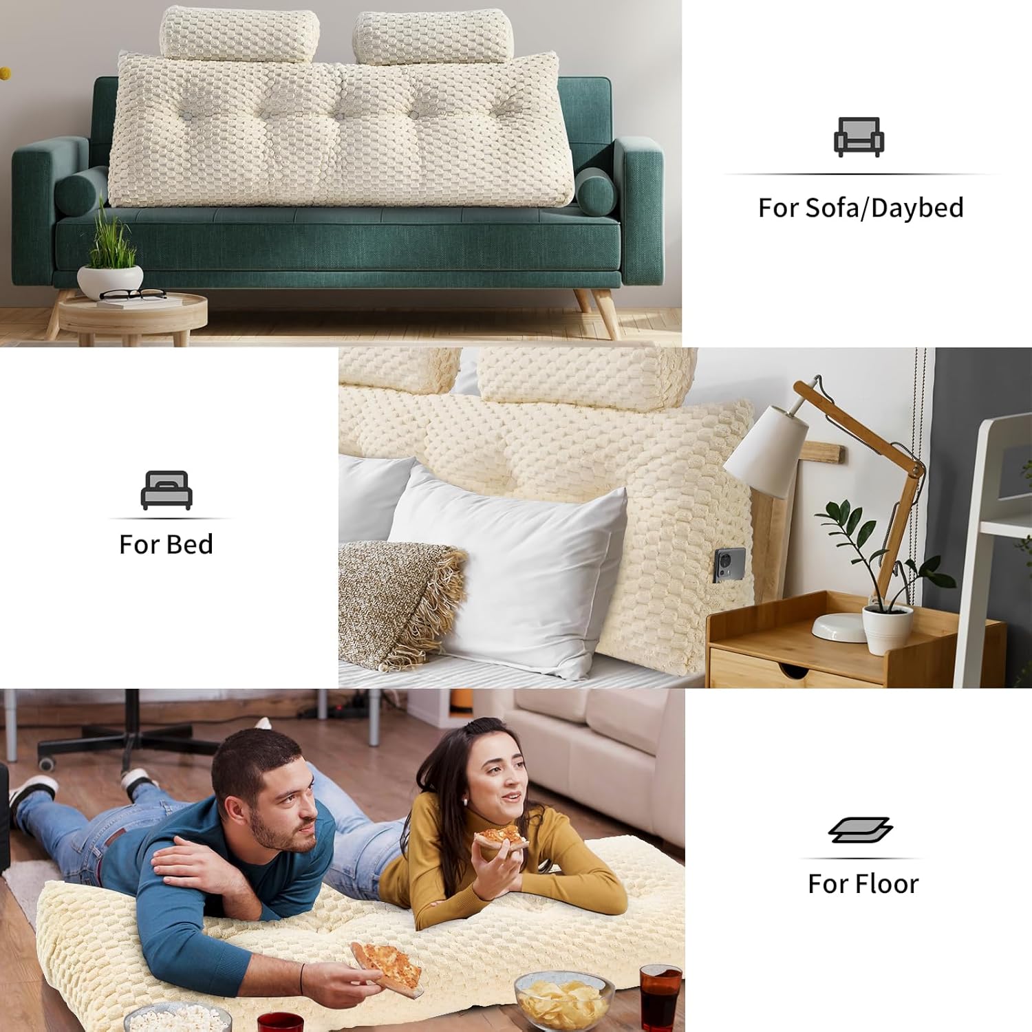EUHAMS Wedge Headboard Pillow - Triangular Support for Back and Neck