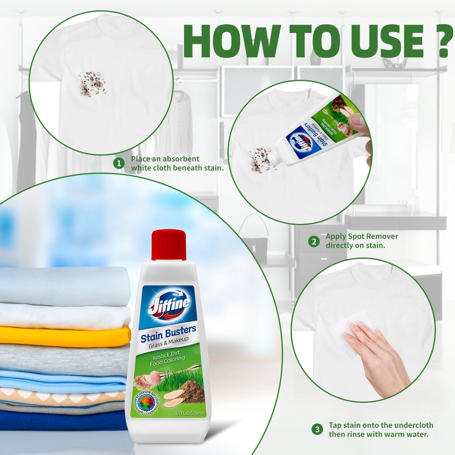 Jiffine 3 Pack 50ml Universal Stain Remover