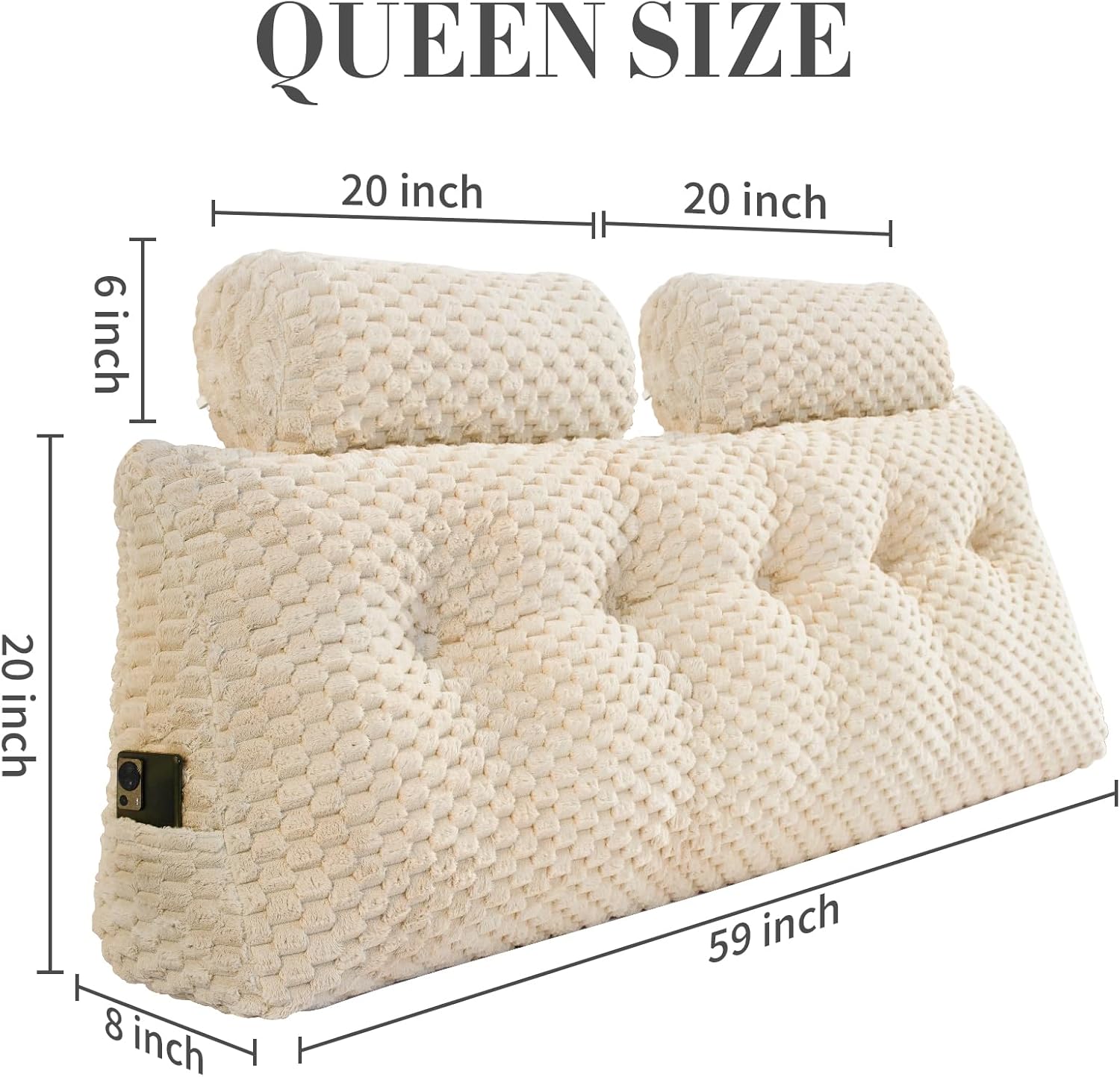 EUHAMS Wedge Headboard Pillow - Triangular Support for Back and Neck