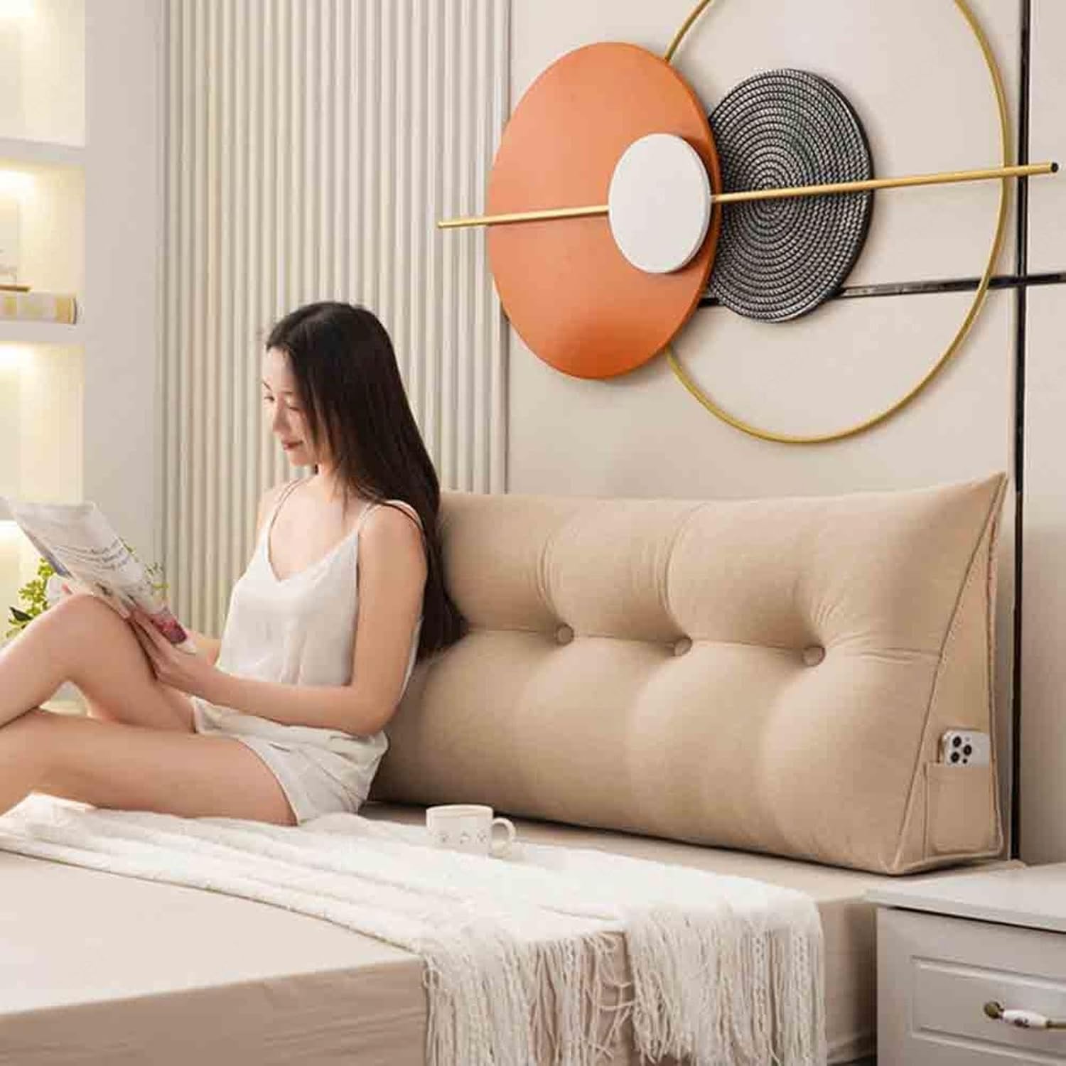 Triangular Headboard Pillow - Washable Wedge Cushion for Bay Window and Tatami Sofa