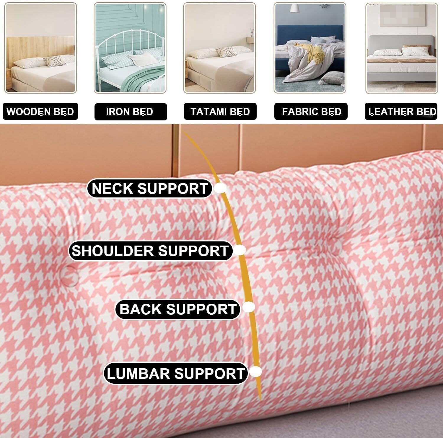 Velvet Triangular Reading Pillow with Side Pockets - Pink 47120cm