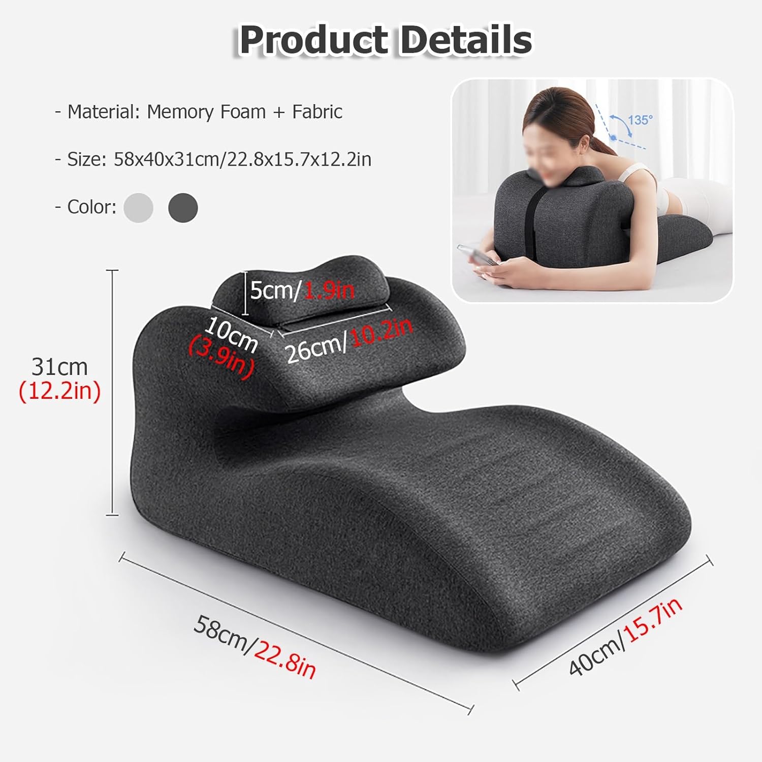 JYHHCYS Memory Foam Prone Pillow for Reading and Phone Use