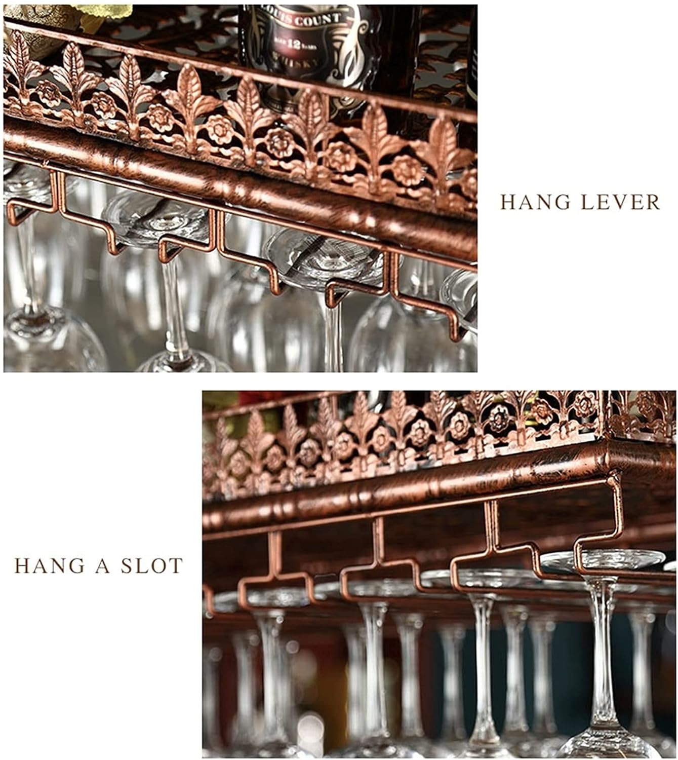 AZMANI Adjustable Metal Wine Rack Bronze 30-60cm