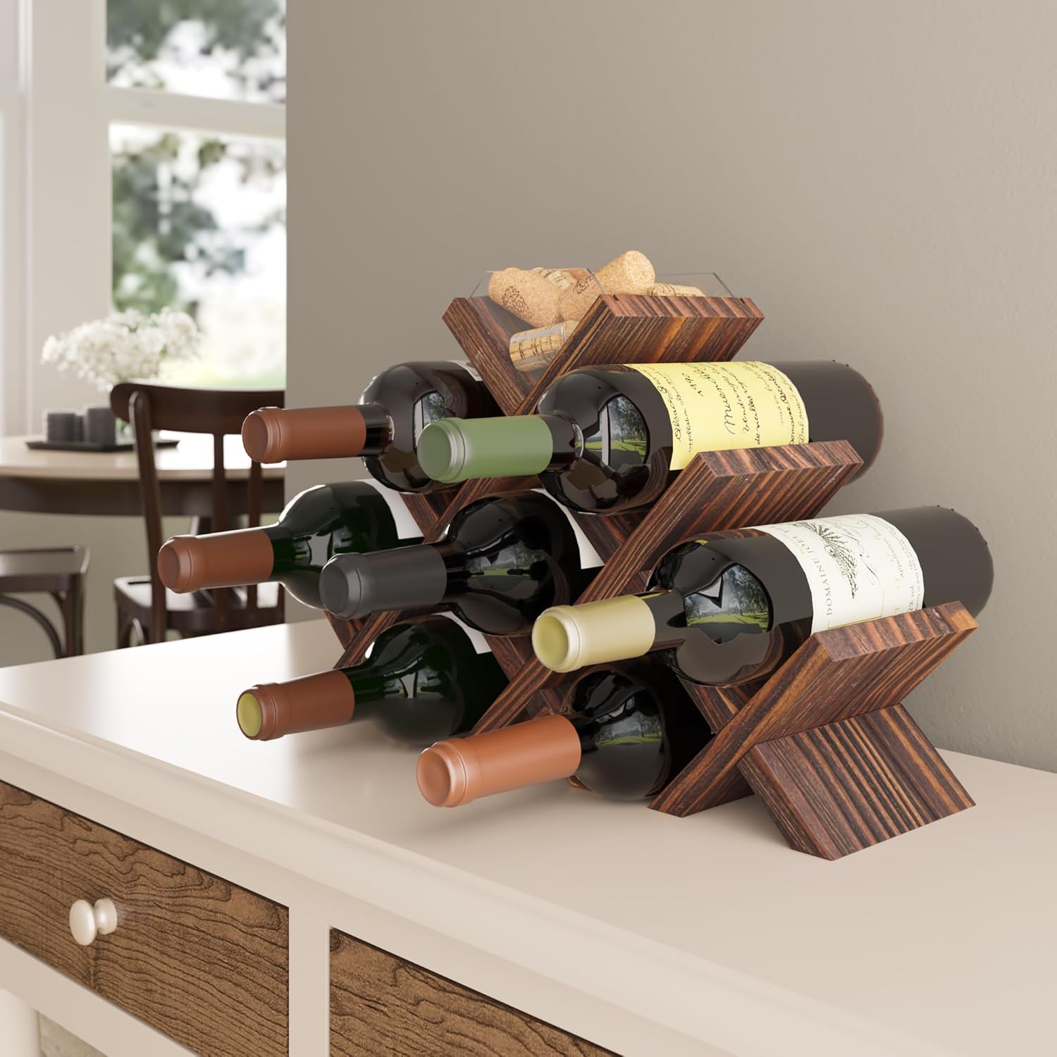 Rustic State Alella Wood Wine Rack for 8 Bottles