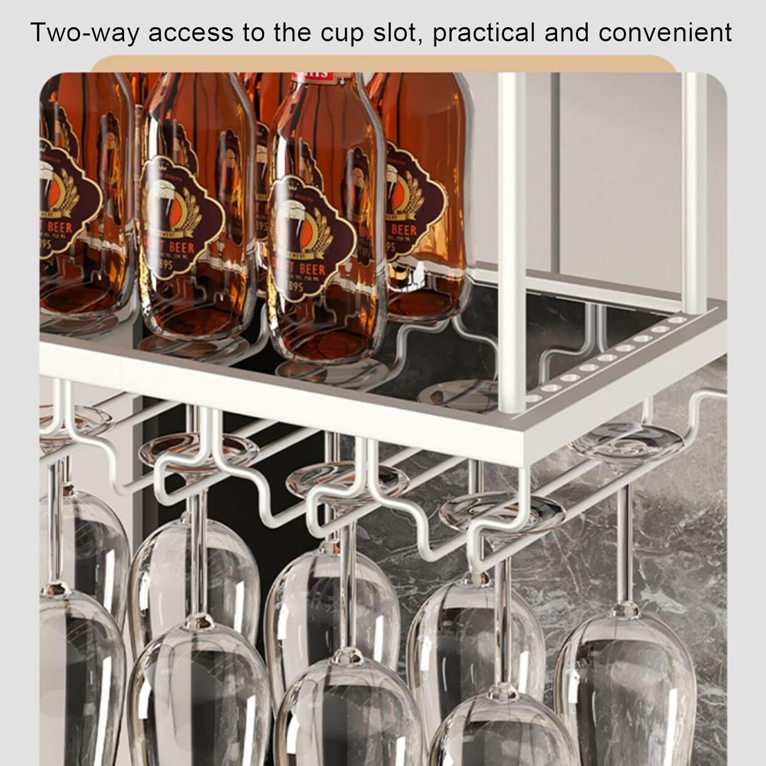 ZJDYDY Ceiling Metal Stemware Rack - Adjustable Height Wall-Mounted Wine Display Stand