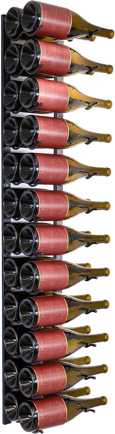 Premium Matte Black Wall Mounted Wine Rack - 24 Bottles