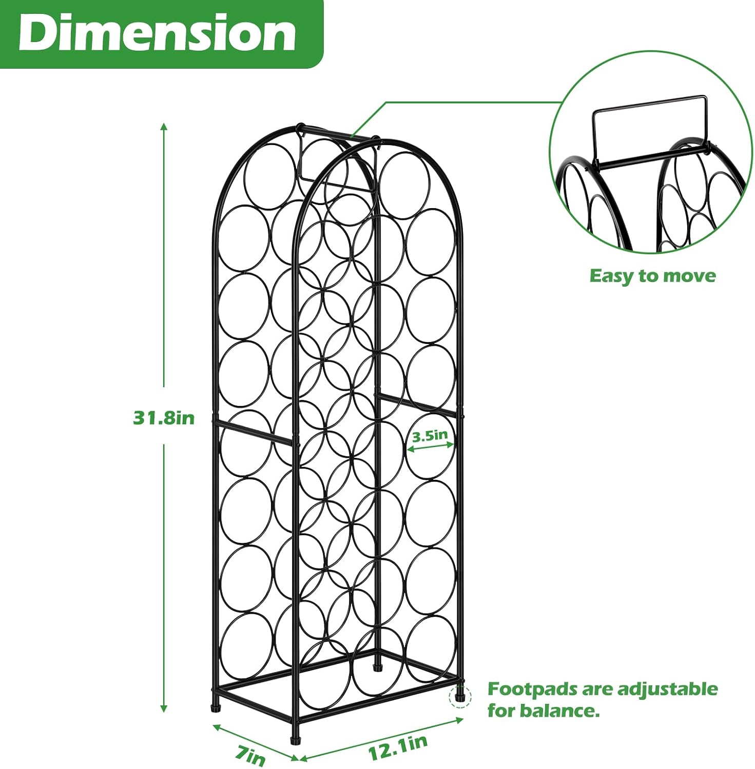 ETELI 23 Bottles Freestanding Metal Wine Rack Cabinet