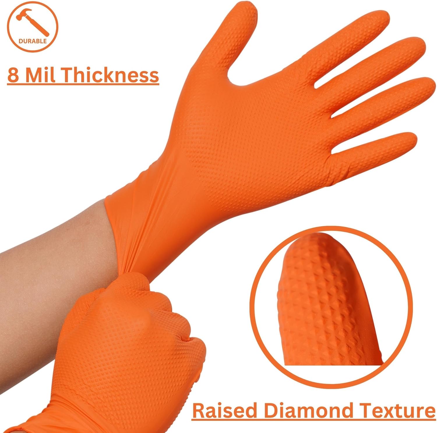 MEDPRAYER Industrial Nitrile Gloves 8 Mil Heavy Duty Orange