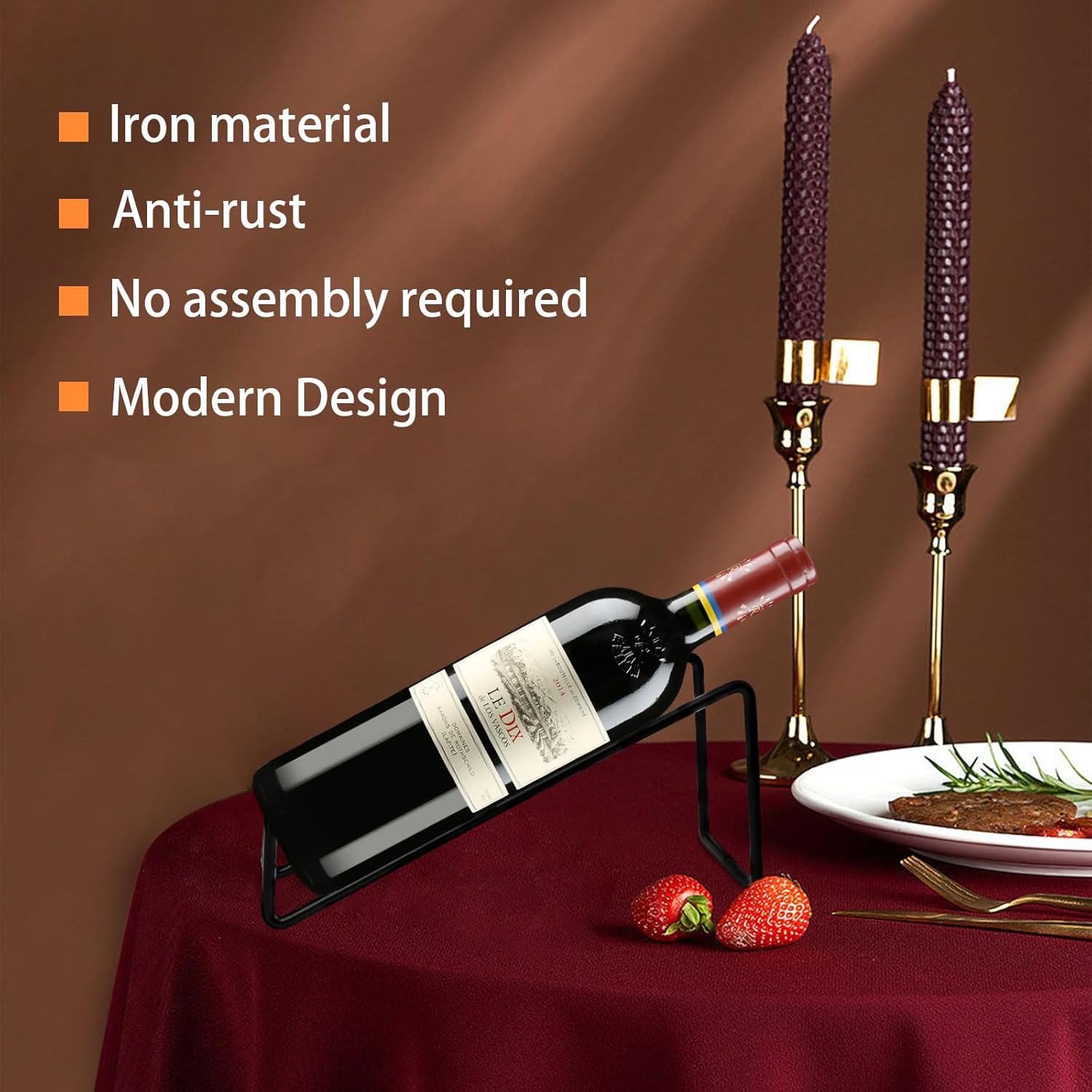 6Pcs Single Wine Bottle Rack Holder Set Black