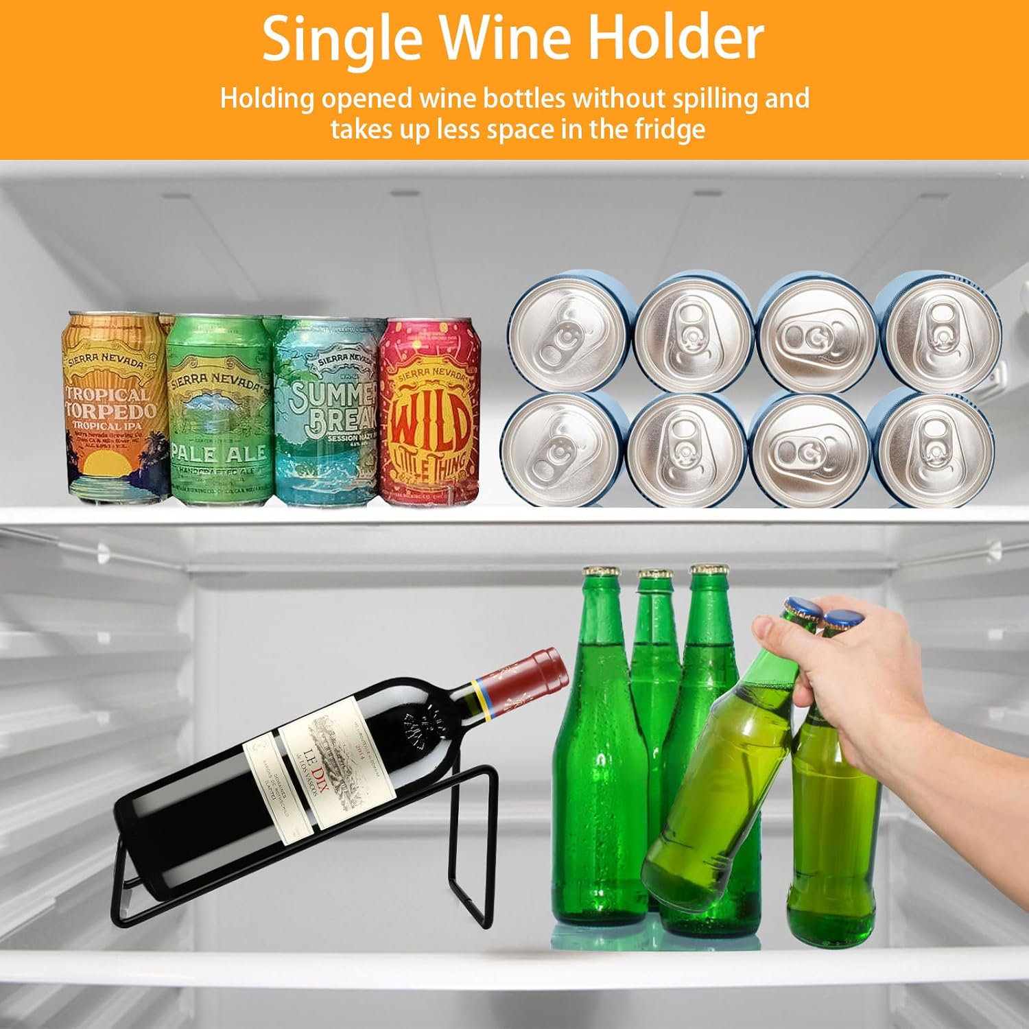 6Pcs Single Wine Bottle Rack Holder Set Black