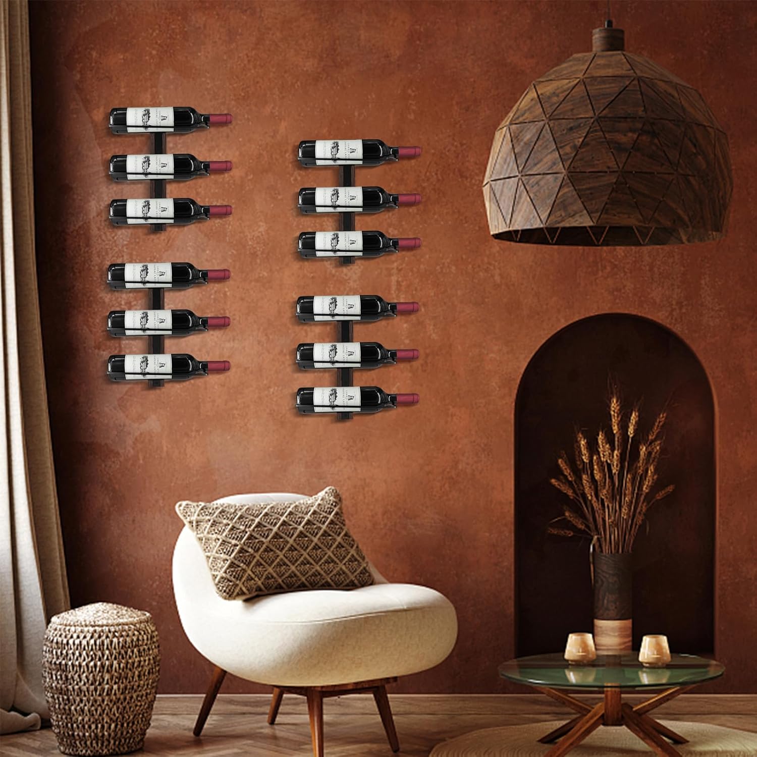AGJIDSO Solid Wood Wall Wine Rack - 12 Bottle Capacity