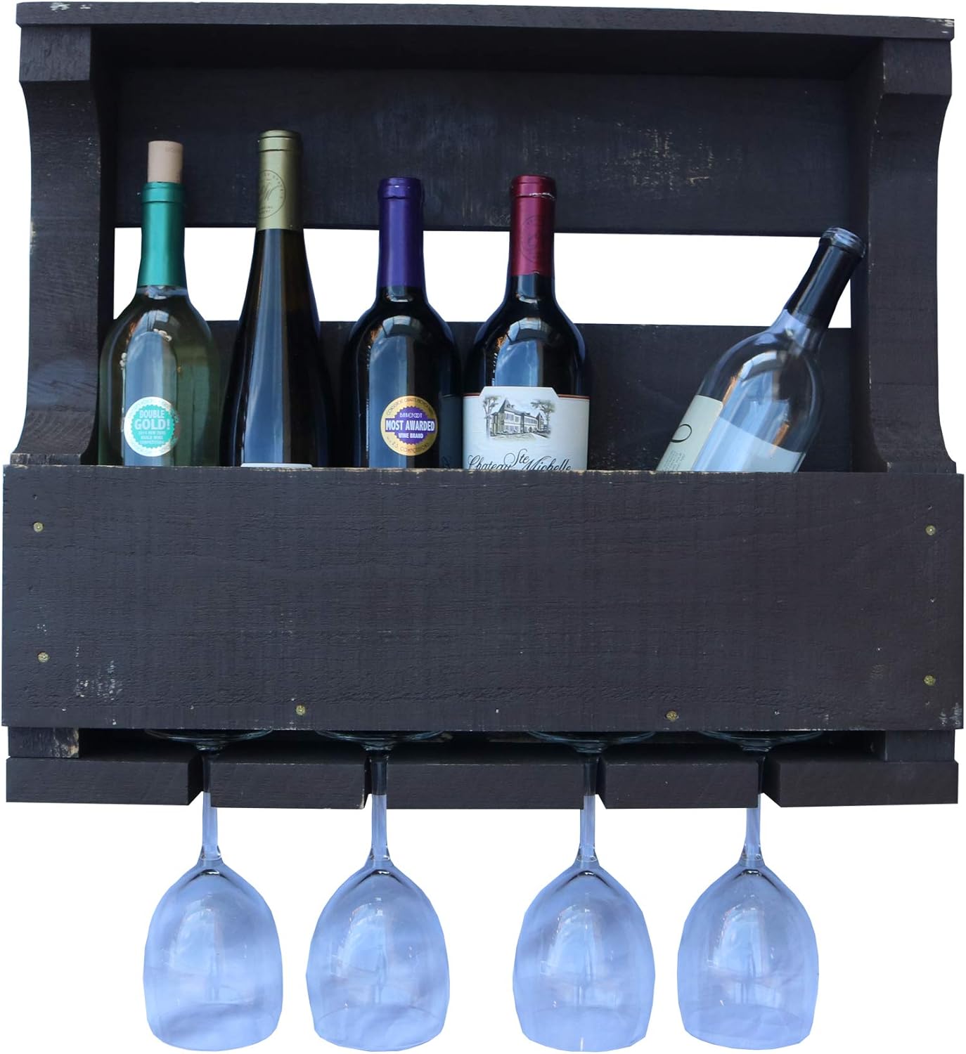 American WineKraft Rustic Wood Wall Wine Rack 6 Bottle