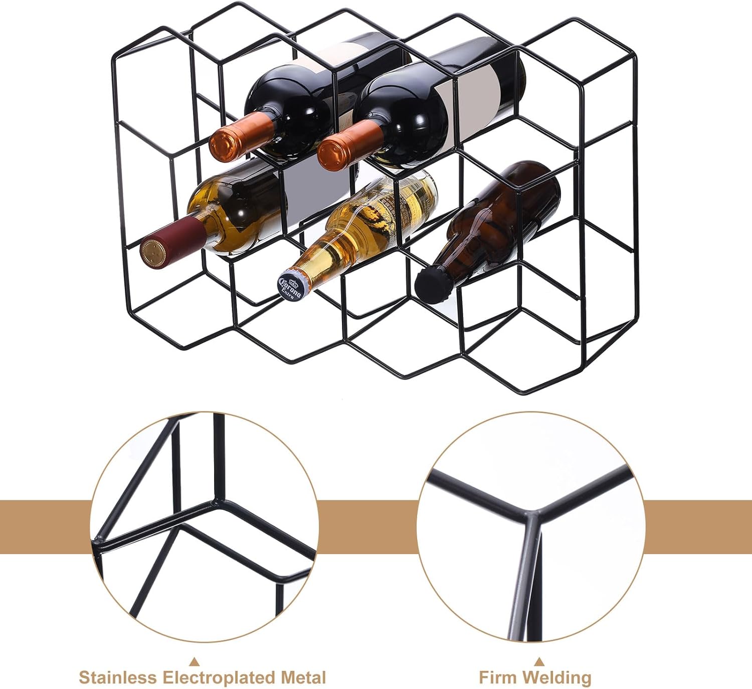 Uxcell 14 Bottle Tabletop Wine Rack in Black
