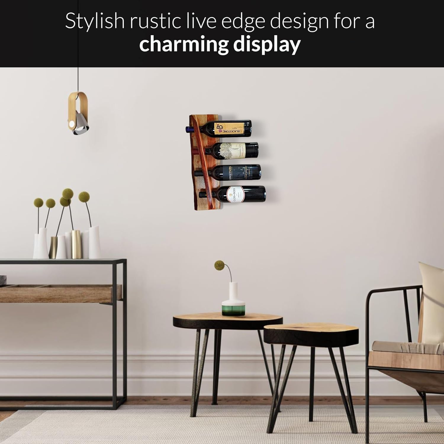 Featherlee Wall Mount Wine Rack for 4 Bottles
