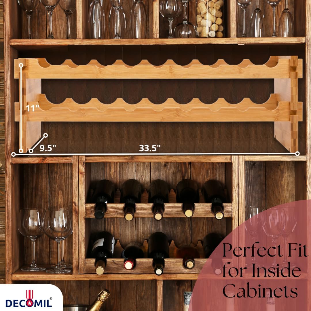 DECOMIL 18 Bottle Wine Rack - Modular Stackable