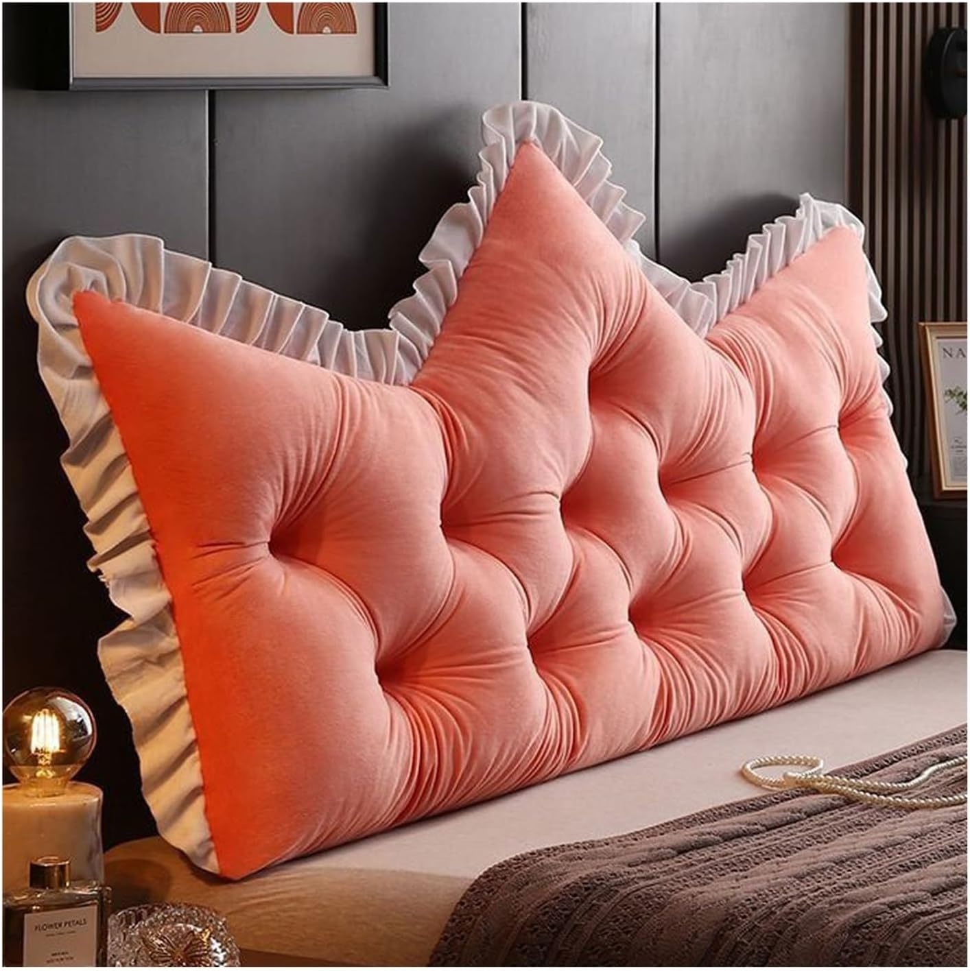 GROWTHLIN Back Cushion Reading Pillow - Washable Velvet Headboard Support