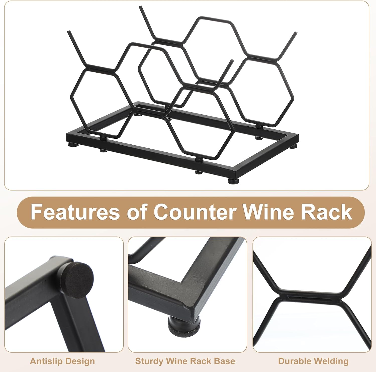 Uxcell 5 Bottle Tabletop Wine Rack Black