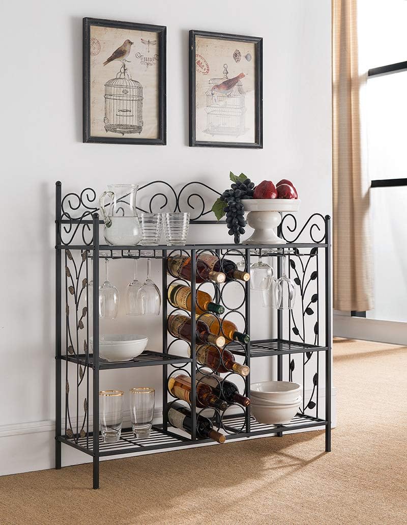 K B Furniture WR1351 Black Metal Wine Rack 1