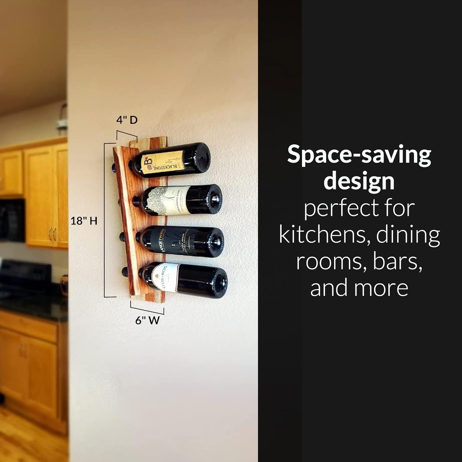 Featherlee Wall Mount Wine Rack for 4 Bottles