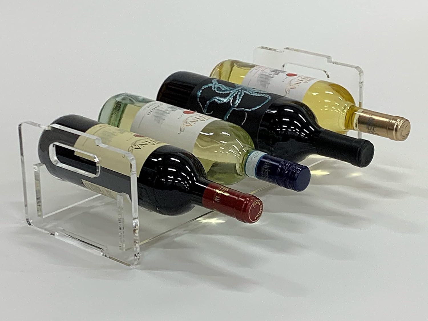 Clear Acrylic Stackable Wine Rack Holds 4 Bottles