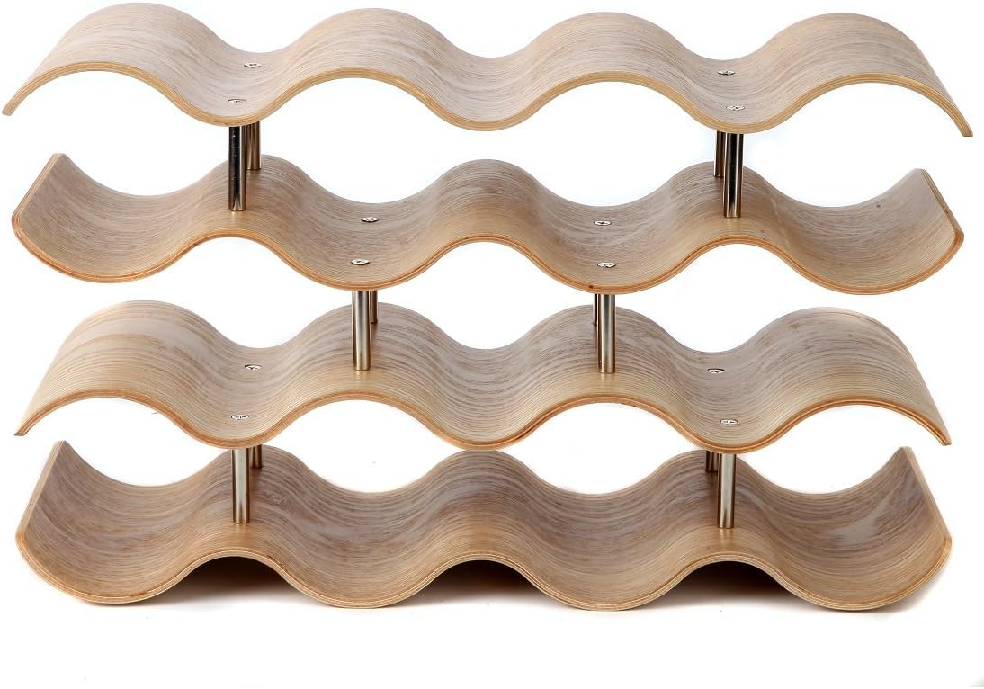 Lilys Home Wood Wave Wine Rack 14 Bottles 1