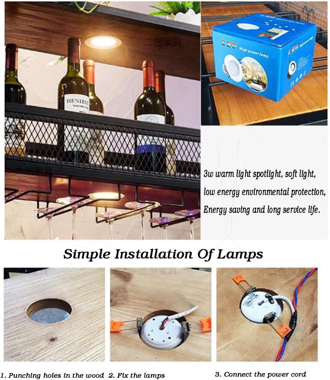 Ceiling Wine Rack with Glass Holder and Flower Stand