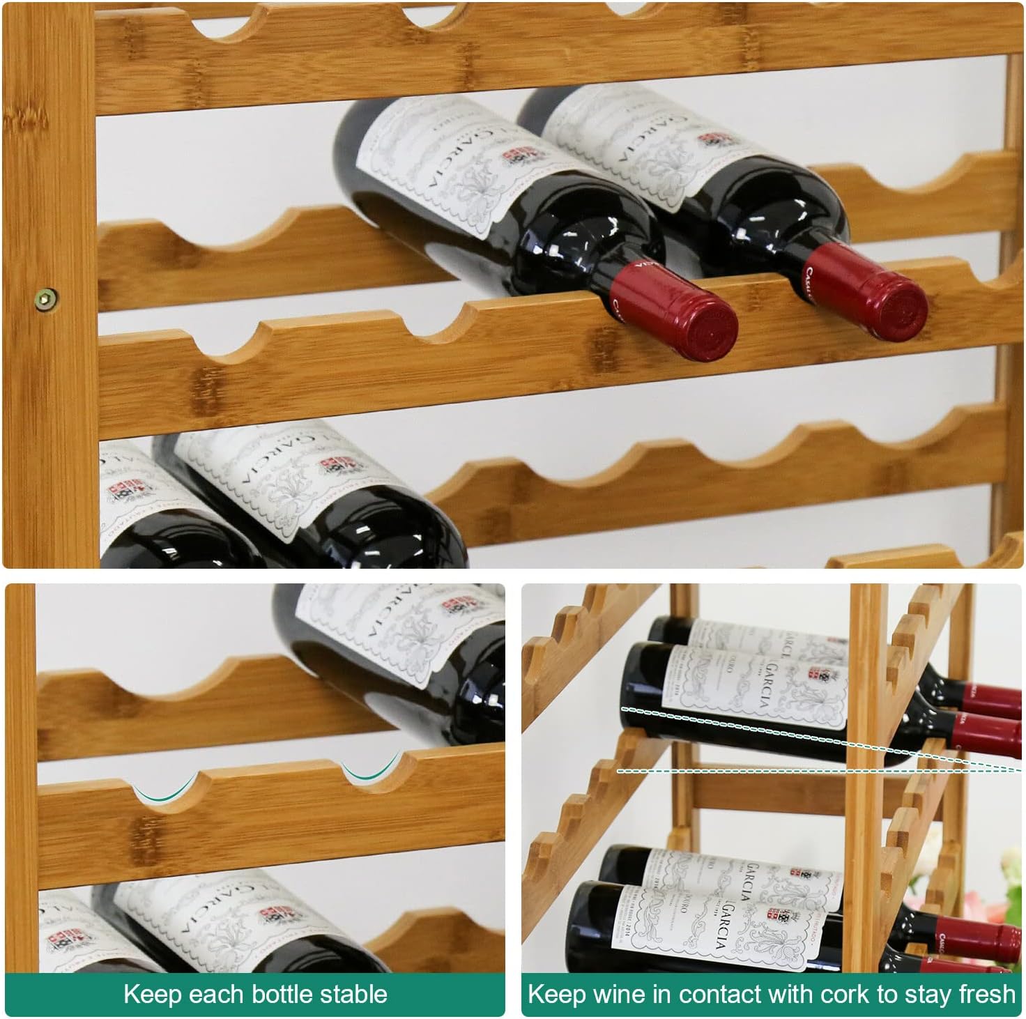 Kinfant Freestanding Bamboo Wine Rack with Drawer