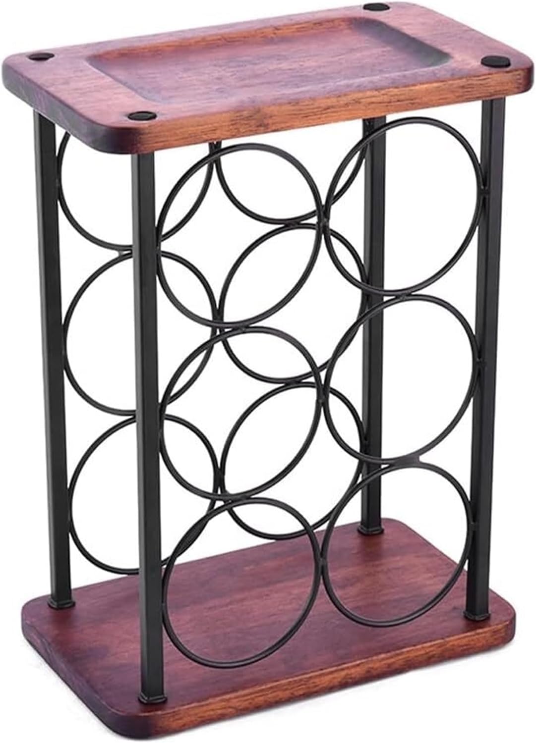 Freestanding Wine Rack Holds 6 Bottles Rustic Kitchen Counter Display