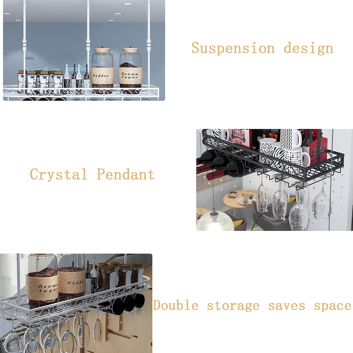 ZJDYDY Wine Rack with Adjustable Height and Crystal Decor