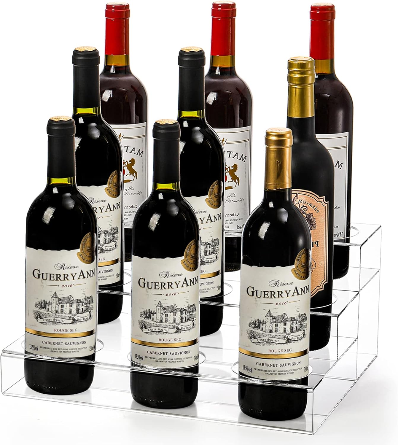 Frcctre 3 Tier Acrylic Wine Rack with 9 Bottle Capacity