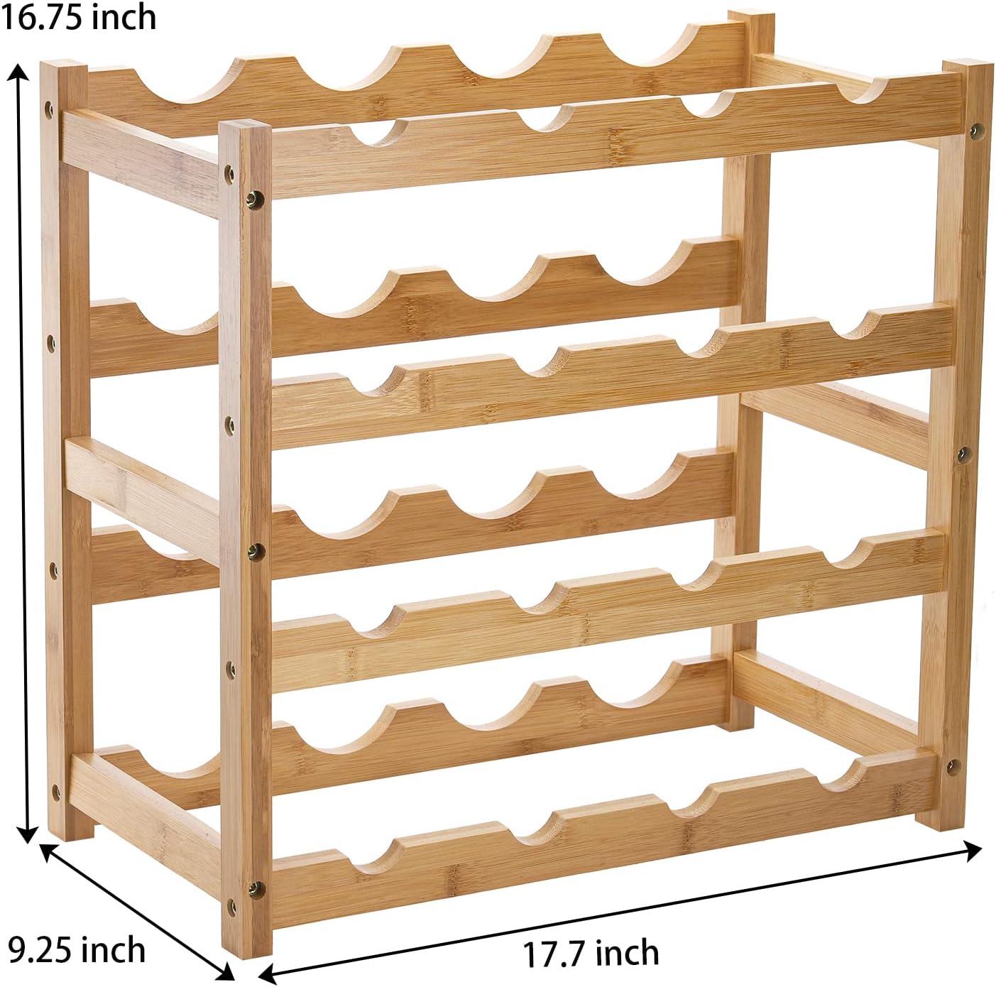 TOPZEA 4 Tier Bamboo Wine Rack 16 Bottles Countertop Storage