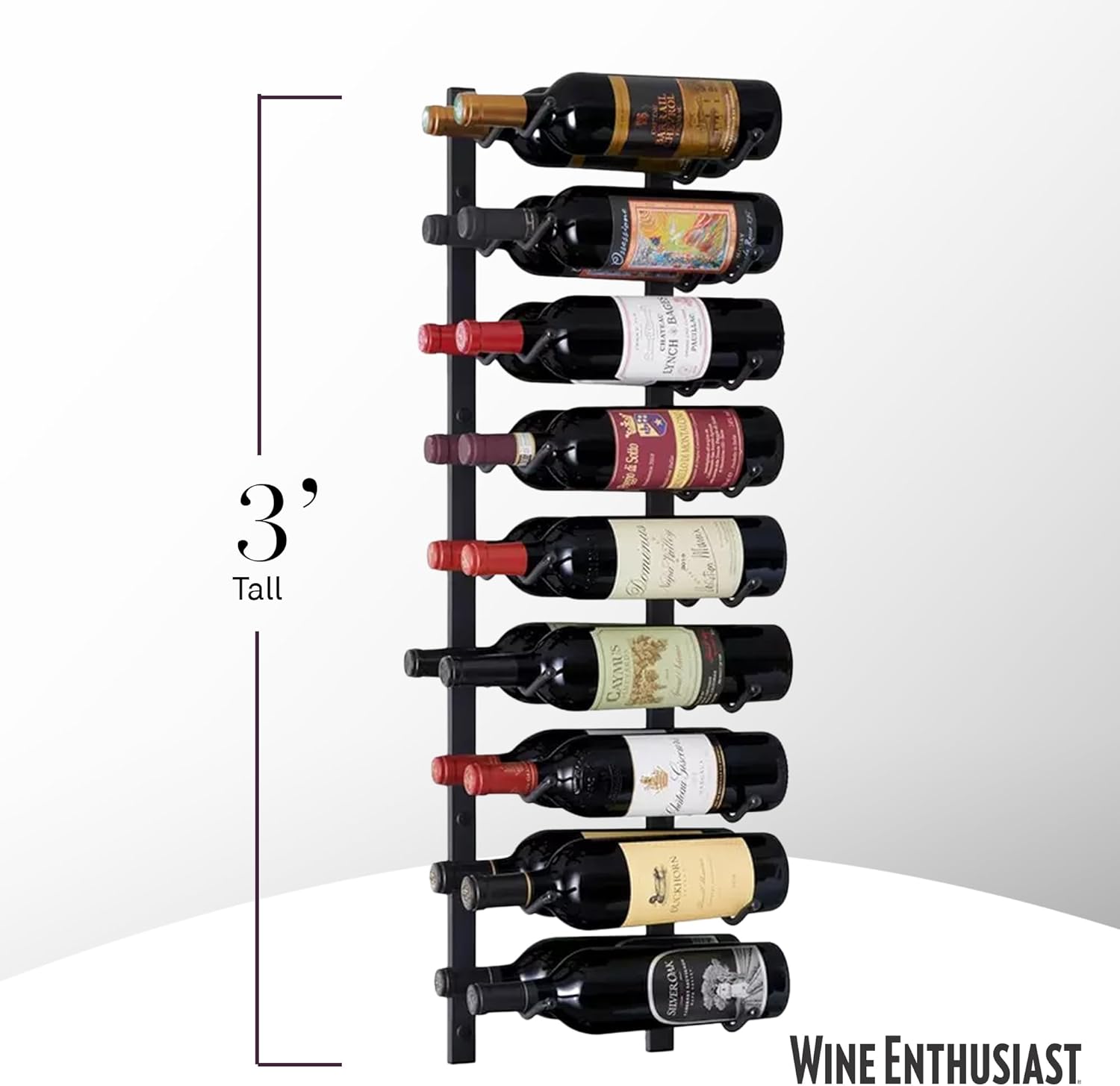 Wine Enthusiast NFINITY 18 Bottle Wall Wine Rack Black