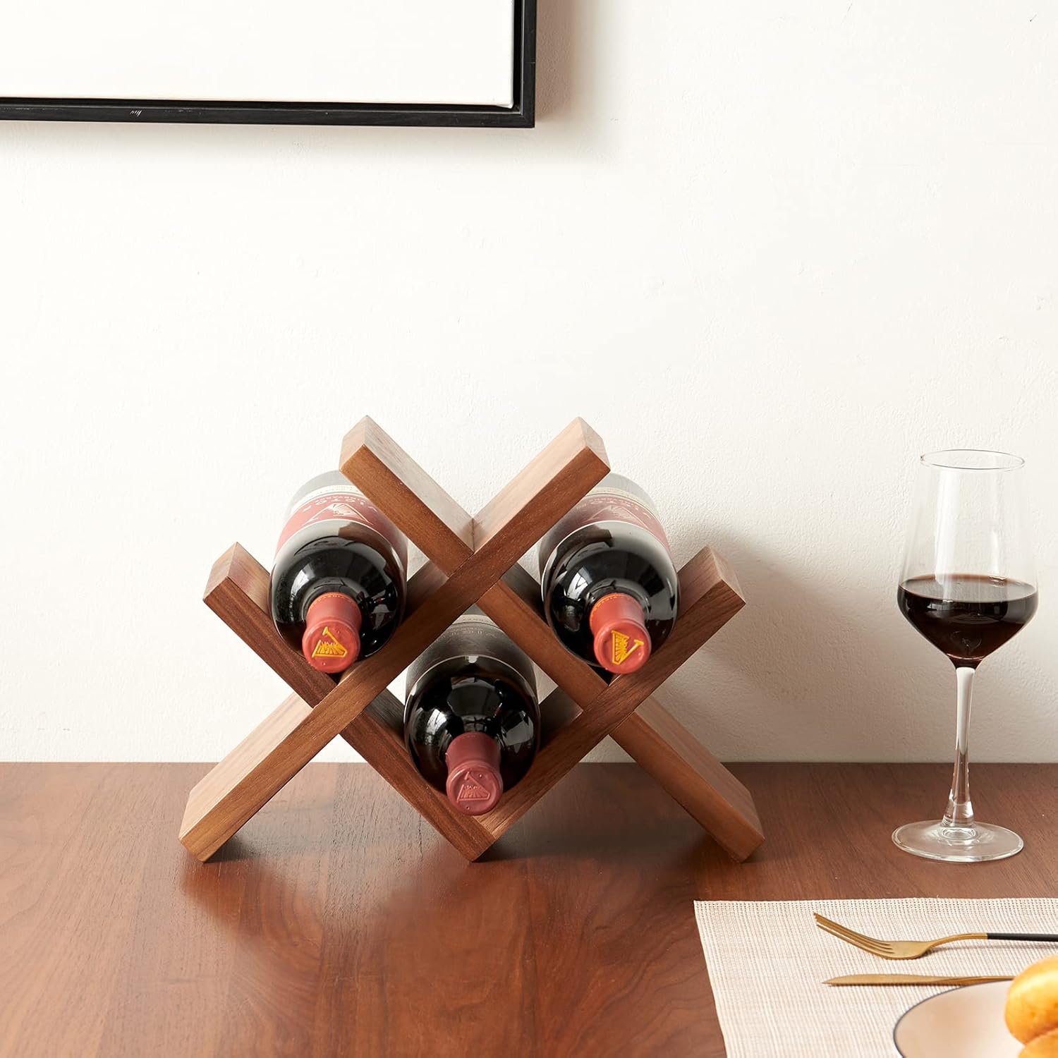TRWISWDC Walnut Oak Wine Rack Free Standing