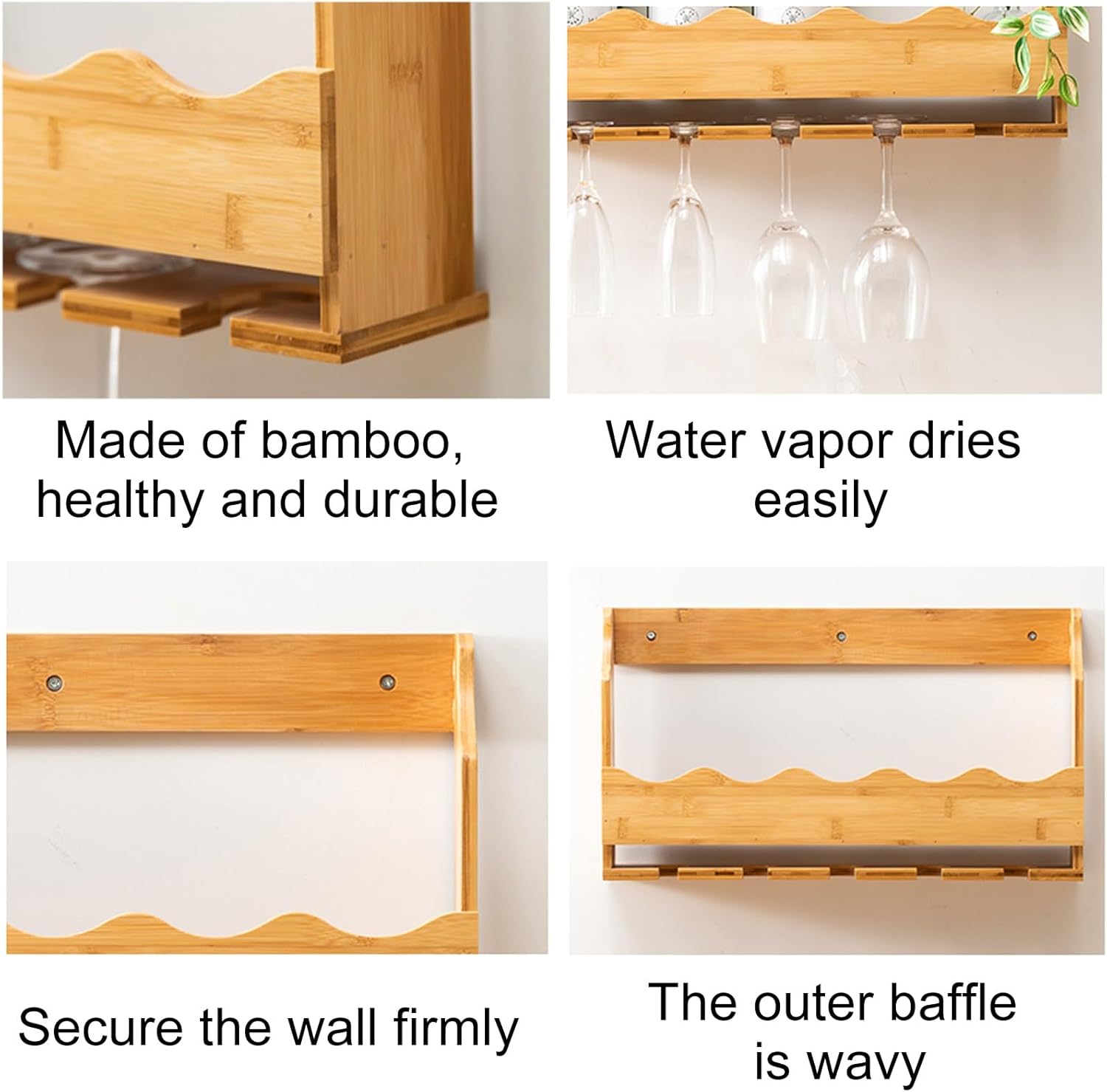 Free Standing Brass Wood Wine Rack Organizer